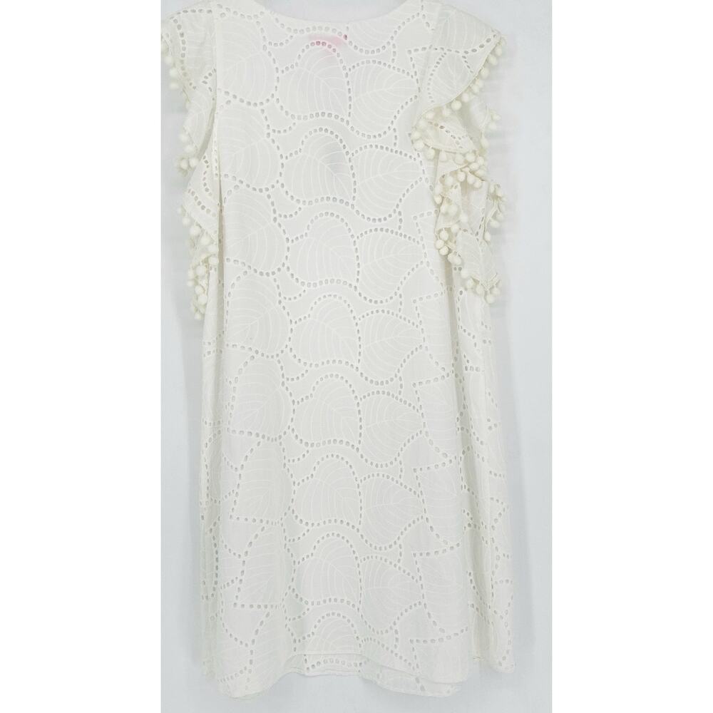 NWT Lily Pulitzer Sz M White Astara Leaf Eyelet Lace V Neck Ruffle Slvls Sheath - Picture 4 of 8